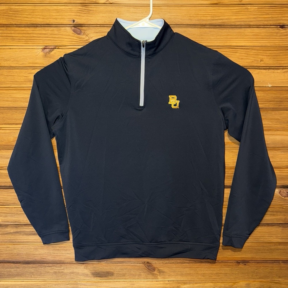Peter Millar Black Quarter-Zip Performance Jacket with Gold Logo